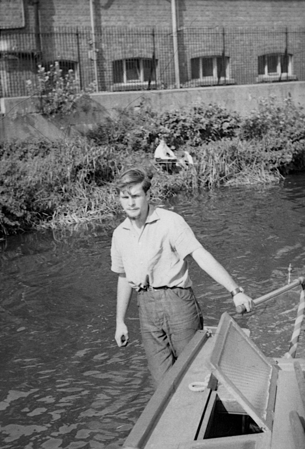 Bob on canal boat, 19??